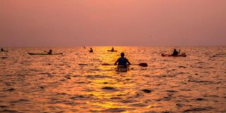 Kayaking on Lake Kivu.