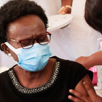Uganda Health Minister Jane Ruth Aceng receives Covid-19 vaccine.