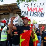 Ethiopians from the Tigray region protest