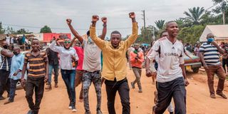 Bobi Wine arrives to vote