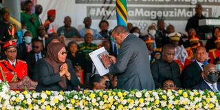 Samia Suluhu and Uhuru Kenyatta.