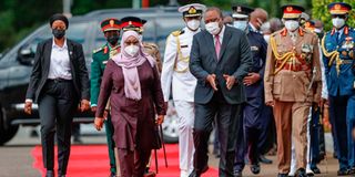 Samia Suluhu Hassan and Uhuru Kenyatta.