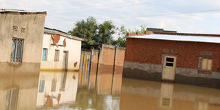 Flooded homes in Burundi.