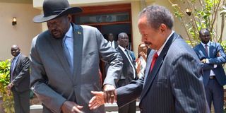 South Sudan’s President Salva Kiir and Sudan’s Prime Minister Abdalla Hamdok in Juba