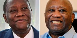 Ivory Coast's President Alassane Ouattara and former president Laurent Gbagbo.