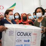 Ethiopia’s Health Minister Lia Tadesse receives a box of AstraZeneca Covid-19 vaccines,