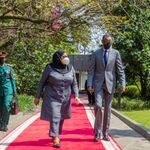 Tanzania's President Samia Suluhu Hassan with Rwanda's President Paul Kagame.
