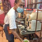 Serving coffee ice-cream at the Masai Coffee