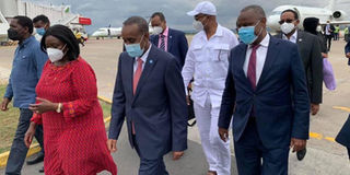 Somali Prime Minister Hussein Roble arrives in Kenya.