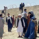 People flee Afghanistan.