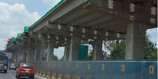 Ongoing construction of the Nairobi Expressway.