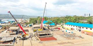 MV Uhuru II under construction at Kenya Shipyards Ltd in Kisumu, western Kenya.