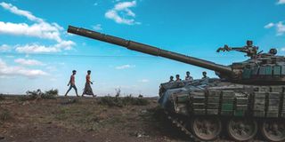 An abandoned military tank in Tigray, Ethiopia. PHOTO | AFP