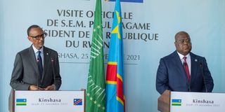 Rwanda's President Paul Kagame and DR Congo's President Felix Tshisekedi.