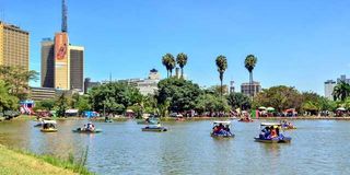 Leisure boat rides at Uhuru Park in Nairobi, Kenya, on Christmas day, 2020.