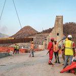 Construction works at the Grand Ethiopian Renaissance Dam near Guba in Ethiopia in December 2019.