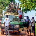 A tourist van en route to Kidepo Valley National park carrying mountain bikes.