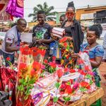 Shoppers admire Valentine's gifts.