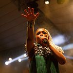 South African artiste Nomfusi Gotyana on stage during the Sauti za Busara 2022 festival in Zanzibar.