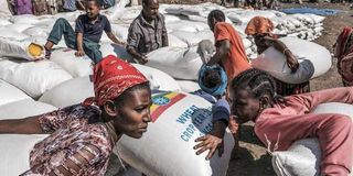 Relief food distribution in Tigray.