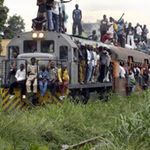 A commuter train carrying Congolese people in Kinshasa on November 8, 2006.
