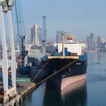 A vessel docks at the port of Dar es Salaam.