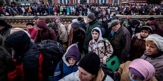 Families flee war in Ukraine.