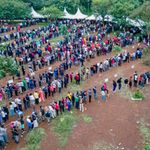 Residents queue to cast their votes at the Kenyatta Sports Ground polling station in Kisumu County.