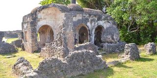 The ruins of the ancient Kilwa Mosque.