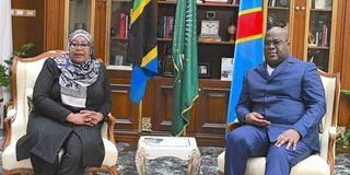 Tanzanian President Samia Suluhu Hassan and DR Congo President Felix Tshisekedi.