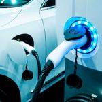 An electric car charging.