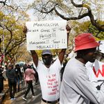Protestors condemning corruption in Zimbabwe 