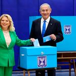 Likud chairman Benjamin Netanyahu casts his ballot