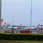 Kenya Airways planes at JKIA in Nairobi.
