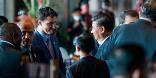 Justin Trudeau and Xi Jinping in Bali