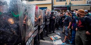 Pro-democracy protesters in Bangkok, Thailand