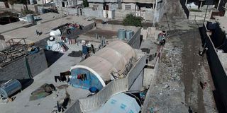 An aerial view of a camp for IDPs in Mosul