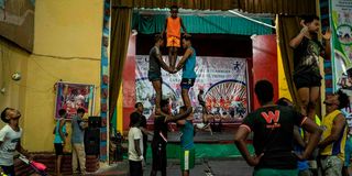 Members from the Dire Dawa Circus rehearse in Dire Dawa
