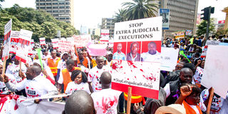 Protestors demonstrate in Nairobi in 2016 