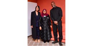 President Samia Suluhu Hassan, Idris Elba and his wife Sabrina Elba