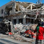 A building in Mogadishu, Somalia destroyed by car bombing 