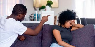 A man quarrelling a woman.