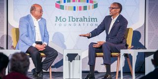 Mo Ibrahim and Paul Kagame in Kigali