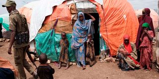A shelter in Hagare Hoos IDP camp in Baidoa, Somalia