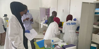 Health workers at Las Anod General Hospital