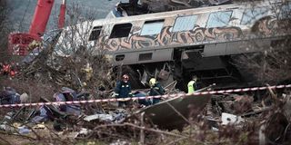 Greek emergency personnel looking for survivors