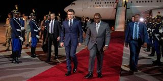 French President Emmanuel Macron arrives in DRC