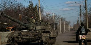 Ukraine tank patrolling