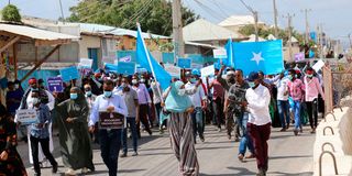 People demonstrate in Mogadishu