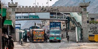 Trucks passing Afghan border